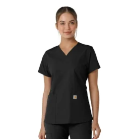 Force Essentials-scrubtop met V-hals en gebreide panelen voor dames