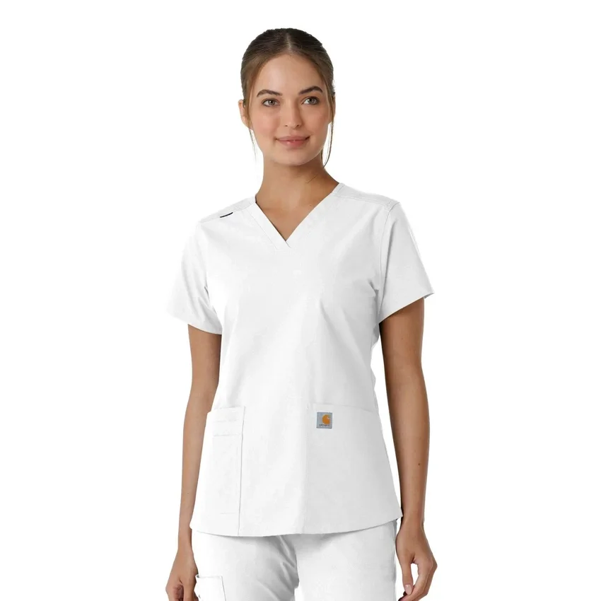 Force Essentials-scrubtop met V-hals en gebreide panelen voor dames