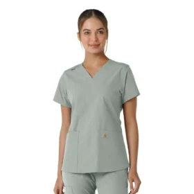 Force Essentials-scrubtop met V-hals en gebreide panelen voor dames