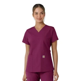 Force Essentials-scrubtop met V-hals en gebreide panelen voor dames