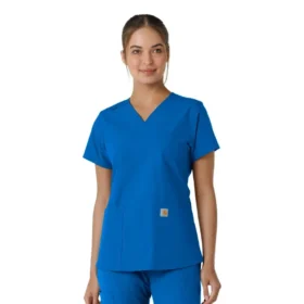 Force Essentials-scrubtop met V-hals en gebreide panelen voor dames