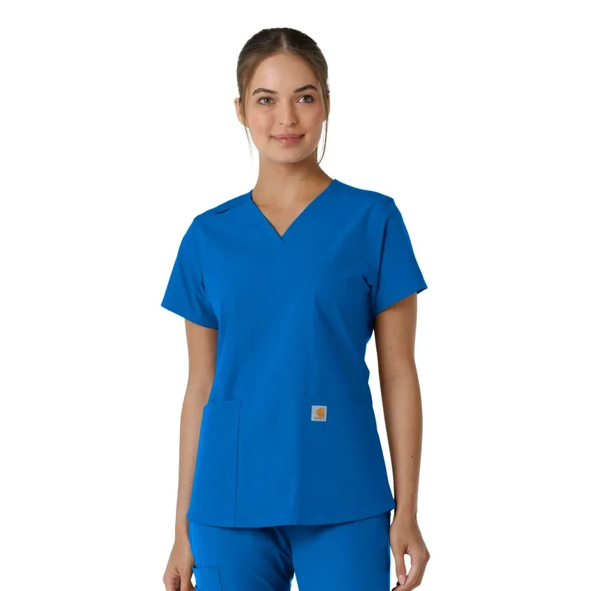 Force Essentials-scrubtop met V-hals en gebreide panelen voor dames