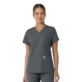 Force Essentials-scrubtop met V-hals en gebreide panelen voor dames