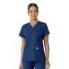 Force Essentials-scrubtop met V-hals en gebreide panelen voor dames
