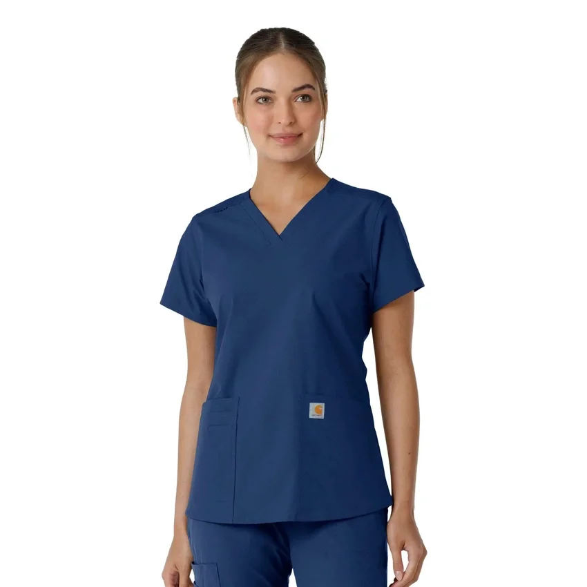 Force Essentials-scrubtop met V-hals en gebreide panelen voor dames