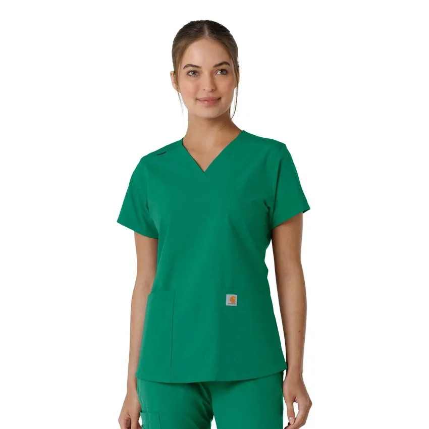 Force Essentials-scrubtop met V-hals en gebreide panelen voor dames