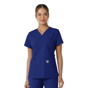 Force Essentials-scrubtop met V-hals en gebreide panelen voor dames