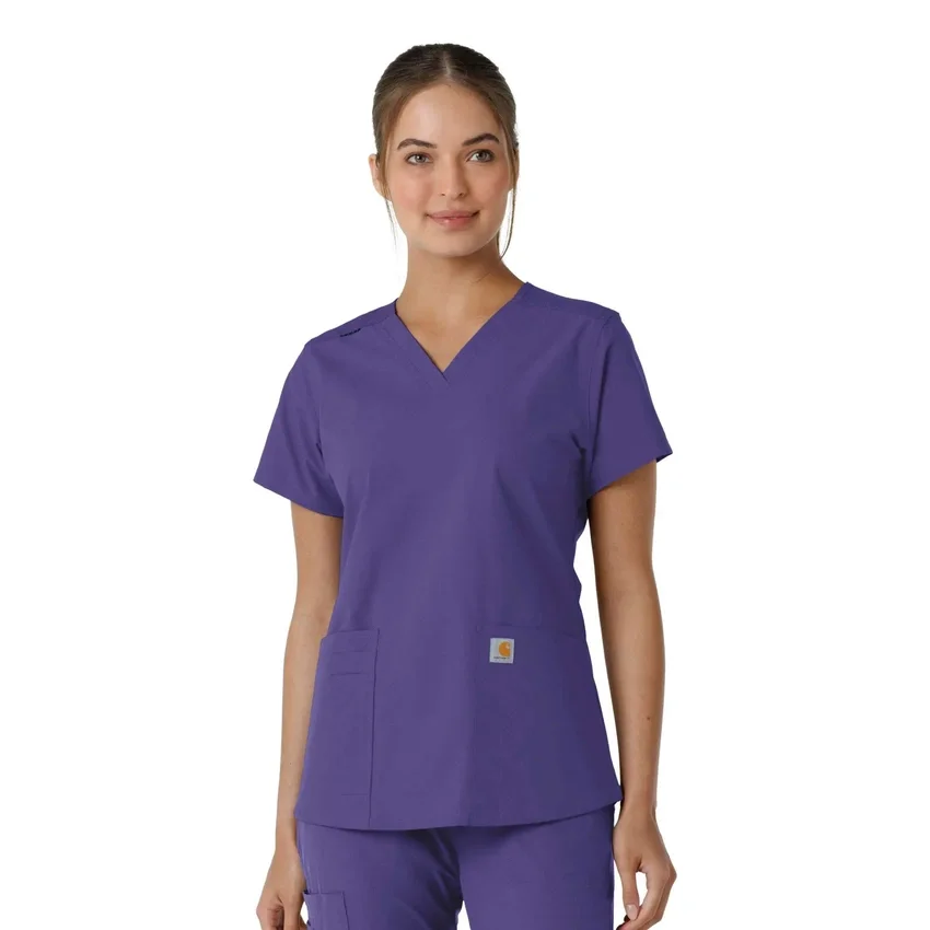 Force Essentials-scrubtop met V-hals en gebreide panelen voor dames