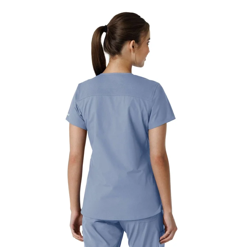 Force Essentials-scrubtop met V-hals en gebreide panelen voor dames