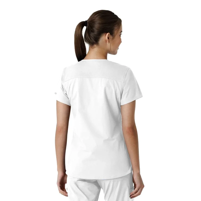 Force Essentials-scrubtop met V-hals en gebreide panelen voor dames