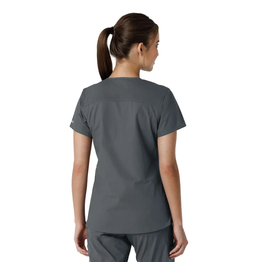 Force Essentials-scrubtop met V-hals en gebreide panelen voor dames