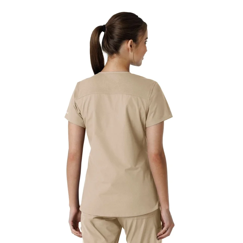 Force Essentials-scrubtop met V-hals en gebreide panelen voor dames