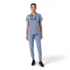 Force Essentials-scrubtop met V-hals en gebreide panelen voor dames