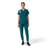 Force Essentials-scrubtop met V-hals en gebreide panelen voor dames