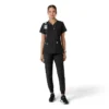 Force Essentials-scrubtop met V-hals en gebreide panelen voor dames