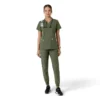 Force Essentials-scrubtop met V-hals en gebreide panelen voor dames