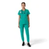 Force Essentials-scrubtop met V-hals en gebreide panelen voor dames