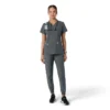 Force Essentials-scrubtop met V-hals en gebreide panelen voor dames