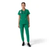 Force Essentials-scrubtop met V-hals en gebreide panelen voor dames