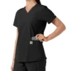 Force Essentials-scrubtop met V-hals en gebreide panelen voor dames