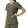 Force Essentials-scrubtop met V-hals en gebreide panelen voor dames