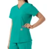 Force Essentials-scrubtop met V-hals en gebreide panelen voor dames