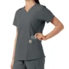 Force Essentials-scrubtop met V-hals en gebreide panelen voor dames