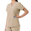 Force Essentials-scrubtop met V-hals en gebreide panelen voor dames