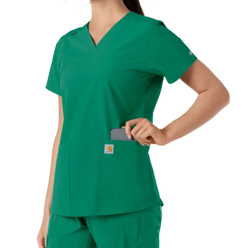 Force Essentials-scrubtop met V-hals en gebreide panelen voor dames