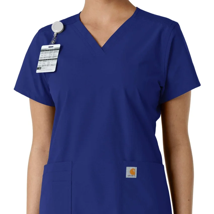 Force Essentials-scrubtop met V-hals en gebreide panelen voor dames
