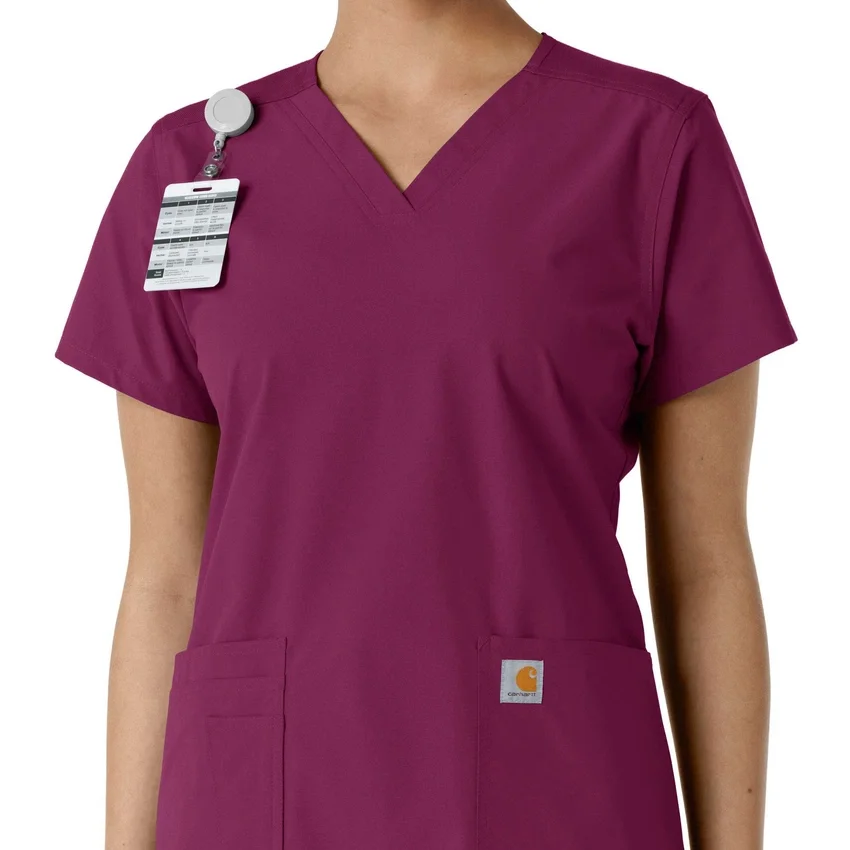 Force Essentials-scrubtop met V-hals en gebreide panelen voor dames