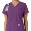Force Essentials-scrubtop met V-hals en gebreide panelen voor dames