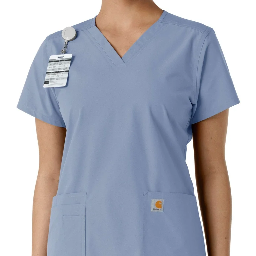 Force Essentials-scrubtop met V-hals en gebreide panelen voor dames