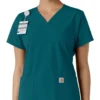 Force Essentials-scrubtop met V-hals en gebreide panelen voor dames