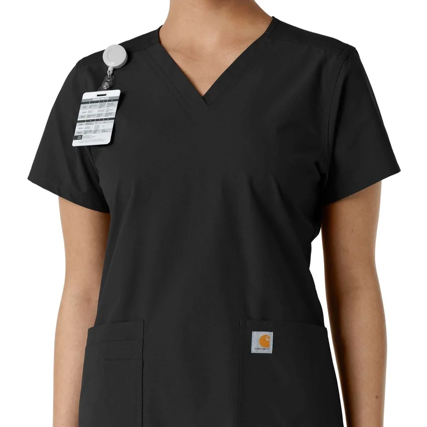 Force Essentials-scrubtop met V-hals en gebreide panelen voor dames