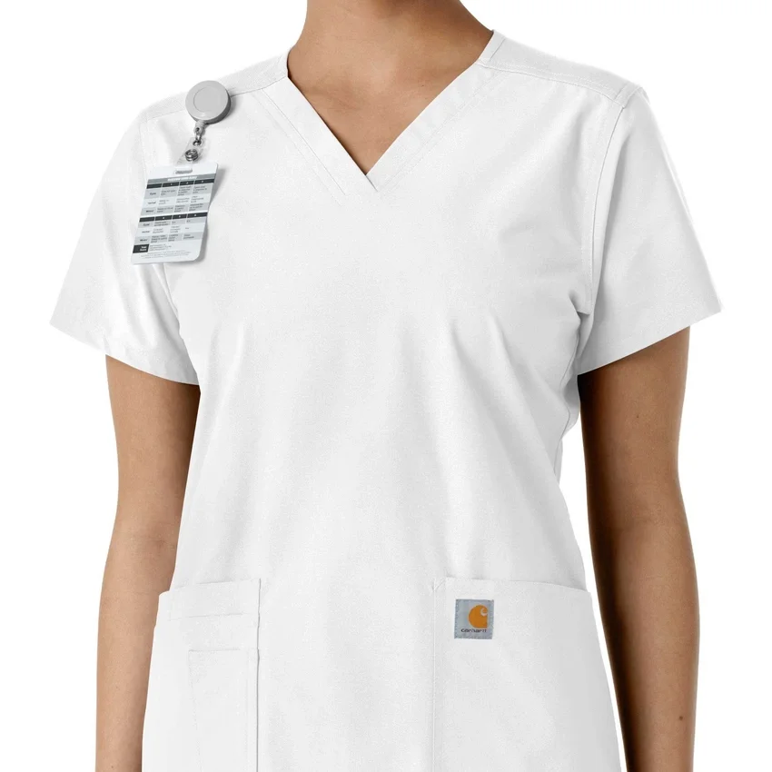 Force Essentials-scrubtop met V-hals en gebreide panelen voor dames