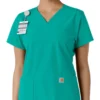 Force Essentials-scrubtop met V-hals en gebreide panelen voor dames