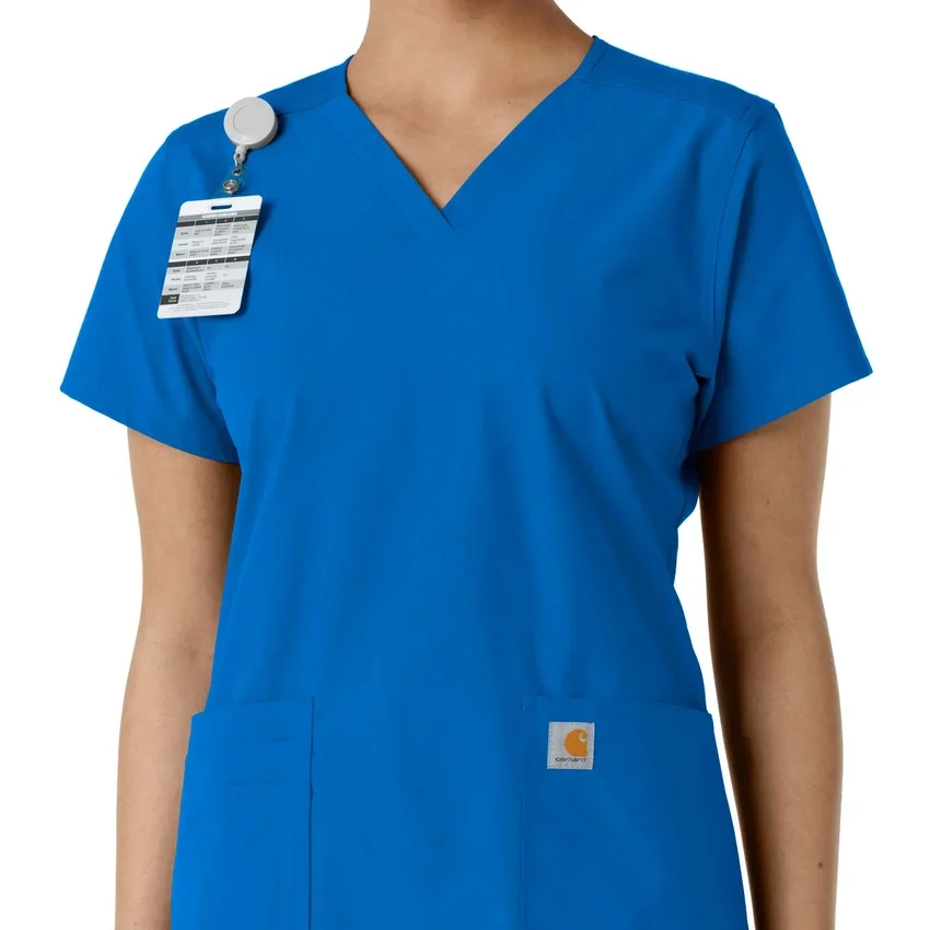 Force Essentials-scrubtop met V-hals en gebreide panelen voor dames