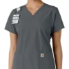Force Essentials-scrubtop met V-hals en gebreide panelen voor dames