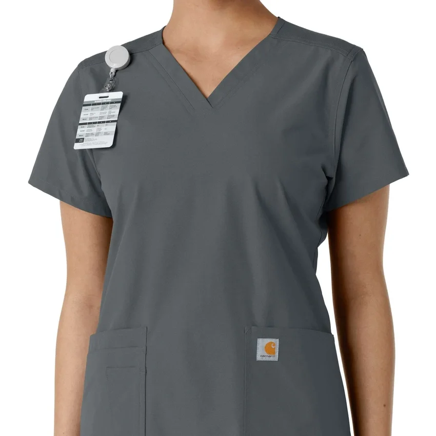 Force Essentials-scrubtop met V-hals en gebreide panelen voor dames