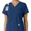 Force Essentials-scrubtop met V-hals en gebreide panelen voor dames