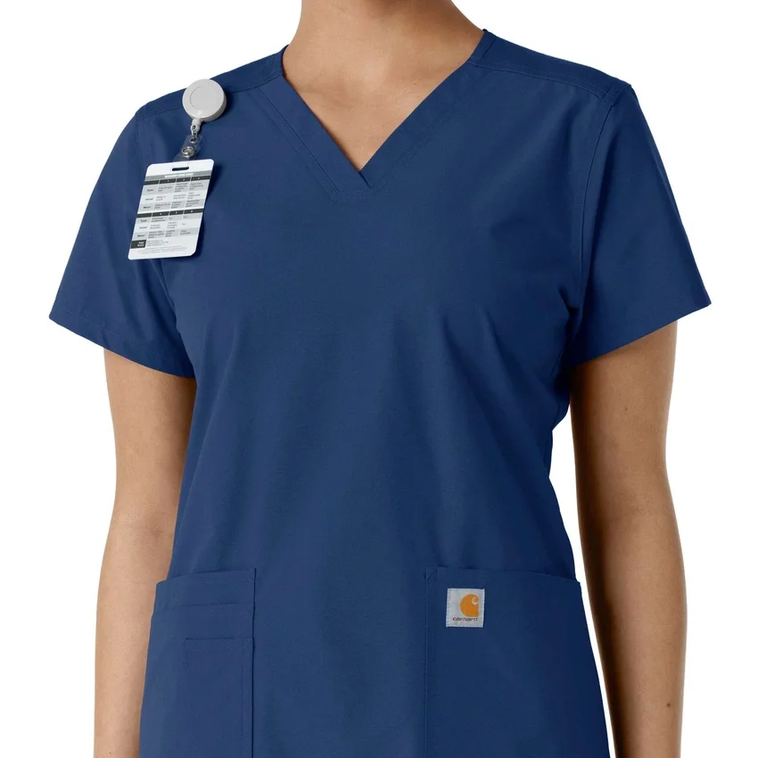 Force Essentials-scrubtop met V-hals en gebreide panelen voor dames