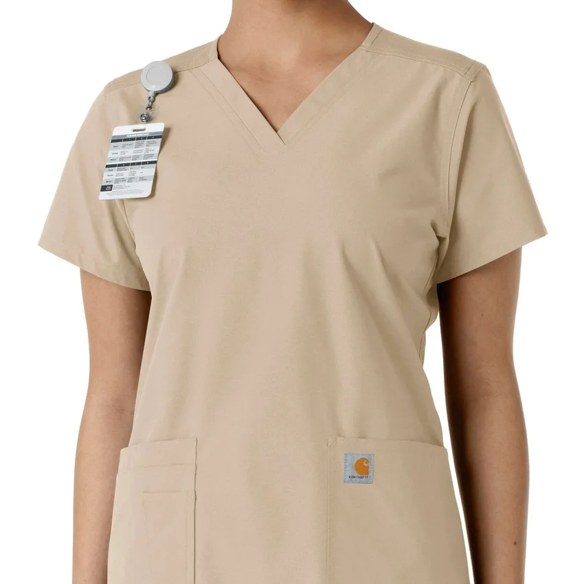 Force Essentials-scrubtop met V-hals en gebreide panelen voor dames