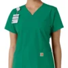 Force Essentials-scrubtop met V-hals en gebreide panelen voor dames