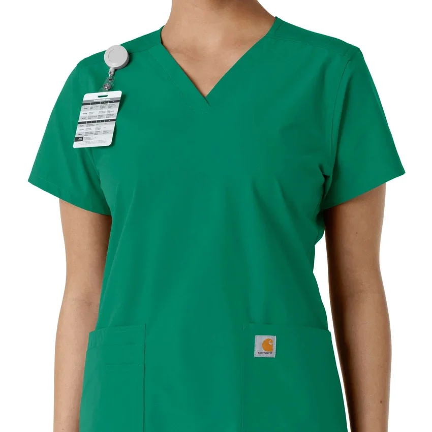 Force Essentials-scrubtop met V-hals en gebreide panelen voor dames