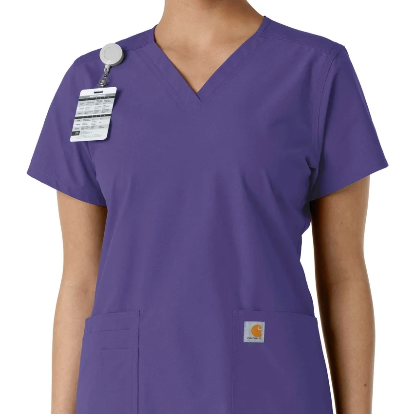 Force Essentials-scrubtop met V-hals en gebreide panelen voor dames