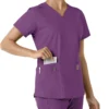 Force Essentials-scrubtop met V-hals en gebreide panelen voor dames