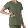 Force Essentials-scrubtop met V-hals en gebreide panelen voor dames