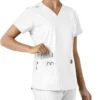 Force Essentials-scrubtop met V-hals en gebreide panelen voor dames