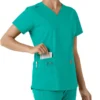 Force Essentials-scrubtop met V-hals en gebreide panelen voor dames